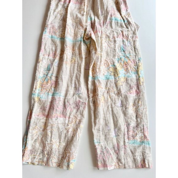 GAP Tropical Floral Linen Cotton Belted Button Up Utility Shirt Jumpsuit, Size 4 - Picture 7 of 11